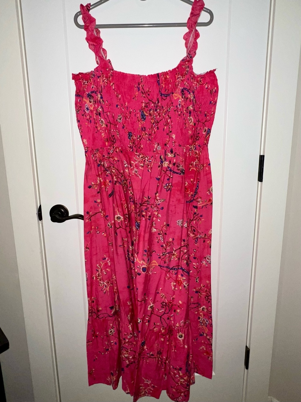 Pinup Fashion Womens Size 22 Pink Floral Smocked Maxi Dress - like new - Picture 3 of 5